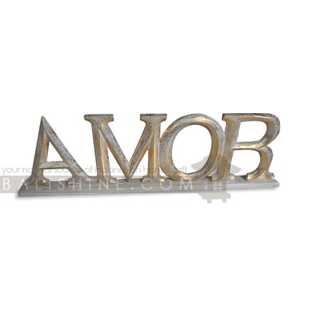 Balishine: Your natural source of indonesian handicraft presents in its Home Decor collection the Amor:12RAT37917:This standing sign is produced in Bali and made from MDF wood.   Other color possible.