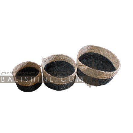 Balishine: Your natural source of indonesian handicraft presents in its Home Decor collection the Set of 3 Mendong Grass Baskets:12DEK368731:This set of 3 baskets is made in Bali from mendong grass.  
