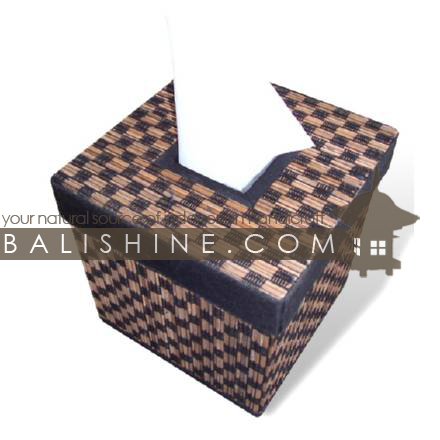 Balishine: Your natural source of indonesian handicraft presents in its Home Decor collection the Square Tissue Box:12JAS42971:This square tissu boxe is produced in Indonesia made from coconut root and textile.  Same as picture