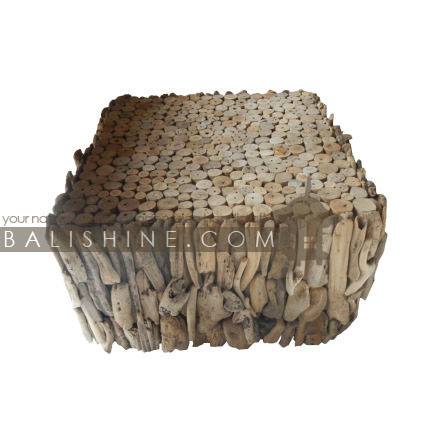 Balishine: Your natural source of indonesian handicraft presents in its Home Decor collection the Coffee Table DriftWood:114FOR136777:This square coffee table is a handicraft of Bali made from recycled drift wood with glass 8mm.  