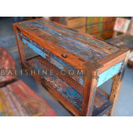 Balishine: Your natural source of indonesian handicraft presents in its Home Decor collection the Console:114FAK296478:This console is produced in indonesia, made from old recycled boat wood. It has 2 drawers.  Mixed color