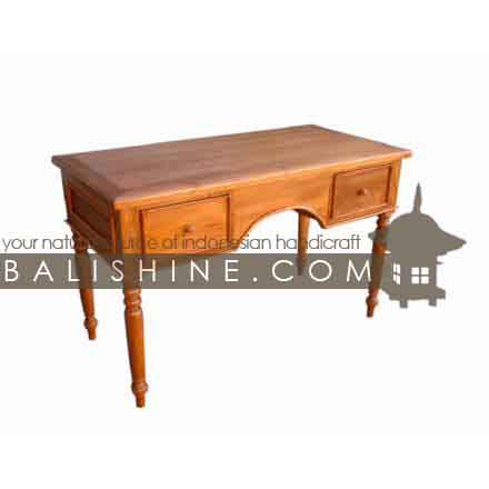 Balishine: Your natural source of indonesian handicraft presents in its Home Decor collection the Desk:114GEN283825:This desk is produced in indonesia, made from teak wood. It has 2 drawers  Natural, chocolate or dark color