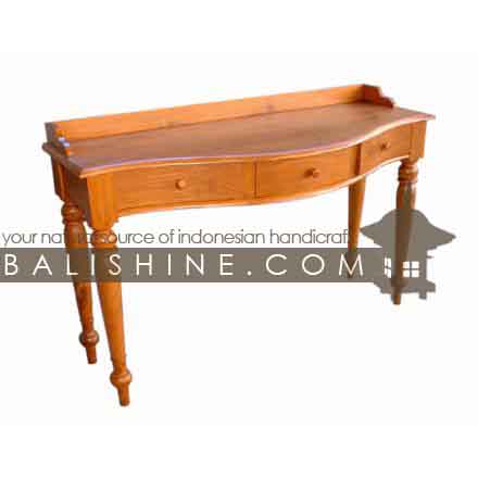 Balishine: Your natural source of indonesian handicraft presents in its Home Decor collection the Desk:114GEN283826:This desk is produced in indonesia, made from teak wood. It has 3 drawers  Natural, chocolate or dark color