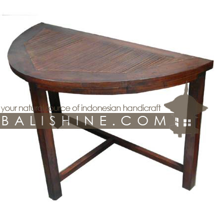 Balishine: Your natural source of indonesian handicraft presents in its Home Decor collection the Dining Table:114GEN233820:This half round dining table is produced in indonesia, made from teak wood.  Natural, chocolate or dark color