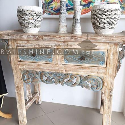 Balishine: Your natural source of indonesian handicraft presents in its Home Decor collection the Gili Air Console:114OSC297837:This stylish console is produced in indonesia, made from teak wood with full carving.  
