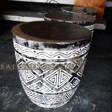 Balishine: Your natural source of indonesian handicraft presents in its Home Decor collection the Palm Wood Stool with Carving:114JAT668258:This beautiful stool is made in Bali, Indonesia, from natural palm wood. Top is made with natural suar wood. Handmade carving side with primitiv motif.  Please note as this item is hand made there will be slight variances in the wood staining as this is what makes them unique.