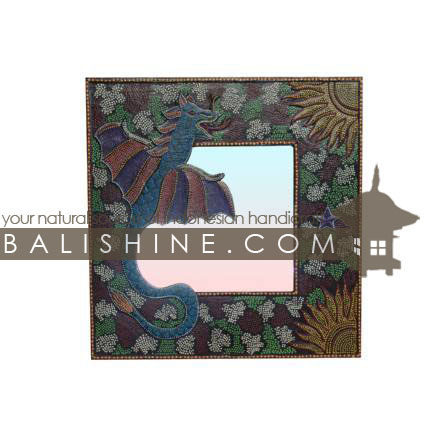 Balishine: Your natural source of indonesian handicraft presents in its Home Decor collection the Mirror:17RAH124744:This square mirror is a handicraft of Bali made from MDF wood.  Aboriginal style, mix color