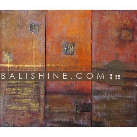Balishine: Your natural source of indonesian handicraft presents in its Home Decor collection the Painting:17MAG494361:This set of 3 painting in 1 is produced in Bali by artists coming from the Bali art school and from the art village of Ubud. We produced our own canvas to have the highest quality and also import our acrylic colors from germany.  It is made from acrylic-painting on a canvas with recycle paper.