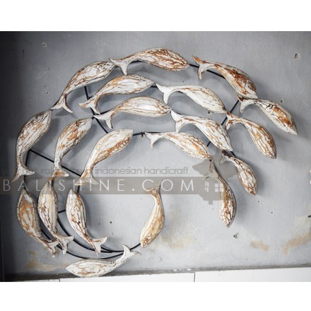 Balishine: Your natural source of indonesian handicraft presents in its Home Decor collection the White Wash Sardine Wall Frame:17TER507911:This wall frame is produced in Indonesia made from iron base with wooden albasia fish.  Other color possible.