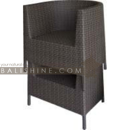 Balishine: Your natural source of indonesian handicraft presents in its Outdoor collection the ArmChair:26MNF6004:This armchair is produced in Indonesia and made from aluminium with synthetique rottan finishing.  Please contact us for available color