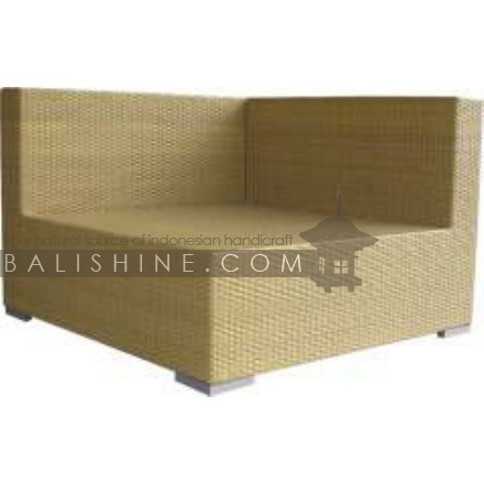 Balishine: Your natural source of indonesian handicraft presents in its Outdoor collection the Sofa:26MNF6017:This sofa is produced in Indonesia and made from aluminium with synthetique rottan finishing.  Please contact us for available color