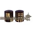 balishine This set of round saltcellars and pepper pots is produced in Bali made from plywood and the matting of brown and white coconut shell mosaic with resin.