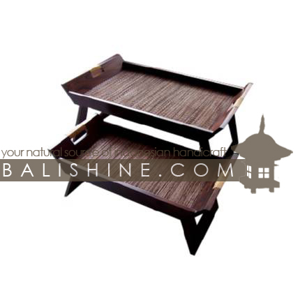 Balishine: Your natural source of indonesian handicraft presents in its Tableware collection the Tray With Feet Set Of 2 :625JAS3363:This set of 2 rectangular trays is produced in Bali made from wood and coconut root with feet.  Natural color