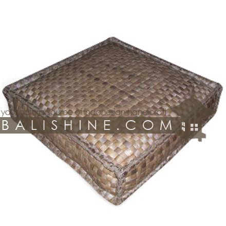 Balishine: Your natural source of indonesian handicraft presents in its Textile & Rugs collection the Pouf Stool:541JAS3048:This square pouf stool is produced in Bali made from the matting of natural water hyacinth with capok inside.  Natural color