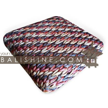 Balishine: Your natural source of indonesian handicraft presents in its Textile & Rugs collection the Pouf Stool:541JAS3063:This square pouf stool is produced in Bali made from the matting of natural water hyacinth with capok inside.  Color : Orange, Cream, Brown, Black, White, Yellow, Green, Red or Blue.